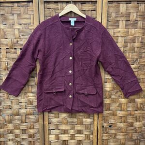 Vintage FinlhaWool Burgundy Blazer with Gold Accents